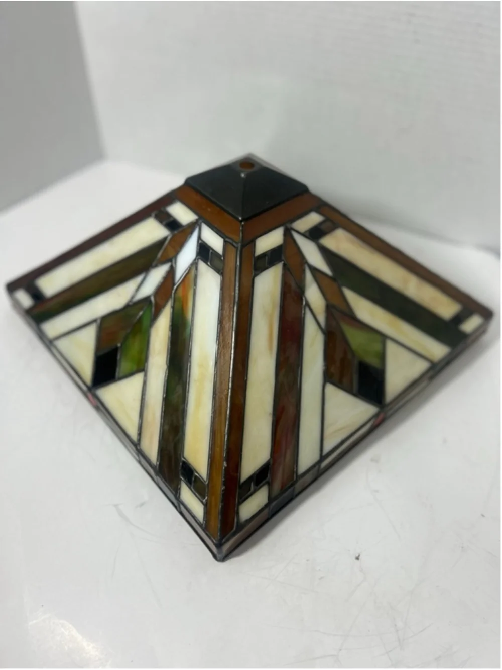 Vintage Slag Glass Mission Style Lamp Shade Stained Retro Square Farmhouse